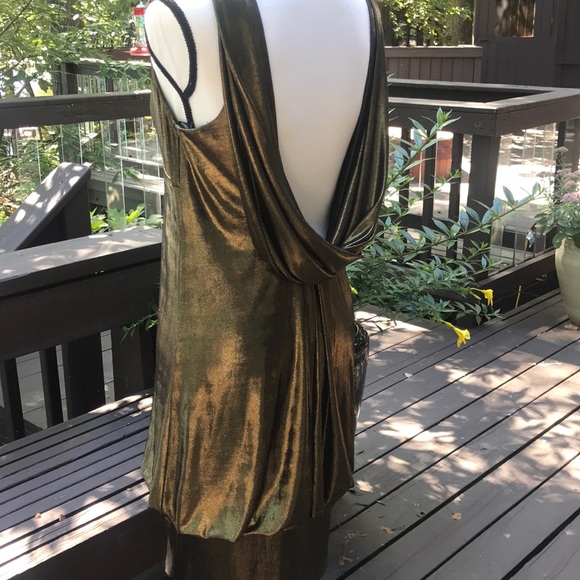 ⚜️ ABS -Allen Schwartz. SEXY HOT Gold lamé DRAPED & simply STUNNING !⚜️ - Picture 8 of 15